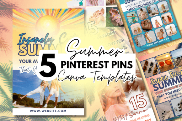 Download 5 Summer-Themed Pinterest Canva Template - Pinterest Collection