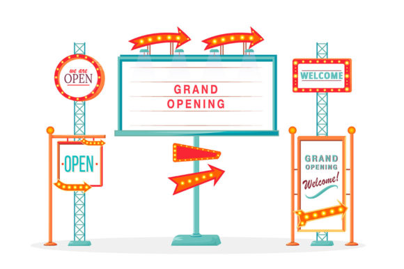 Download Grand Opening Vintage Vector Ads Board - Pen Collection